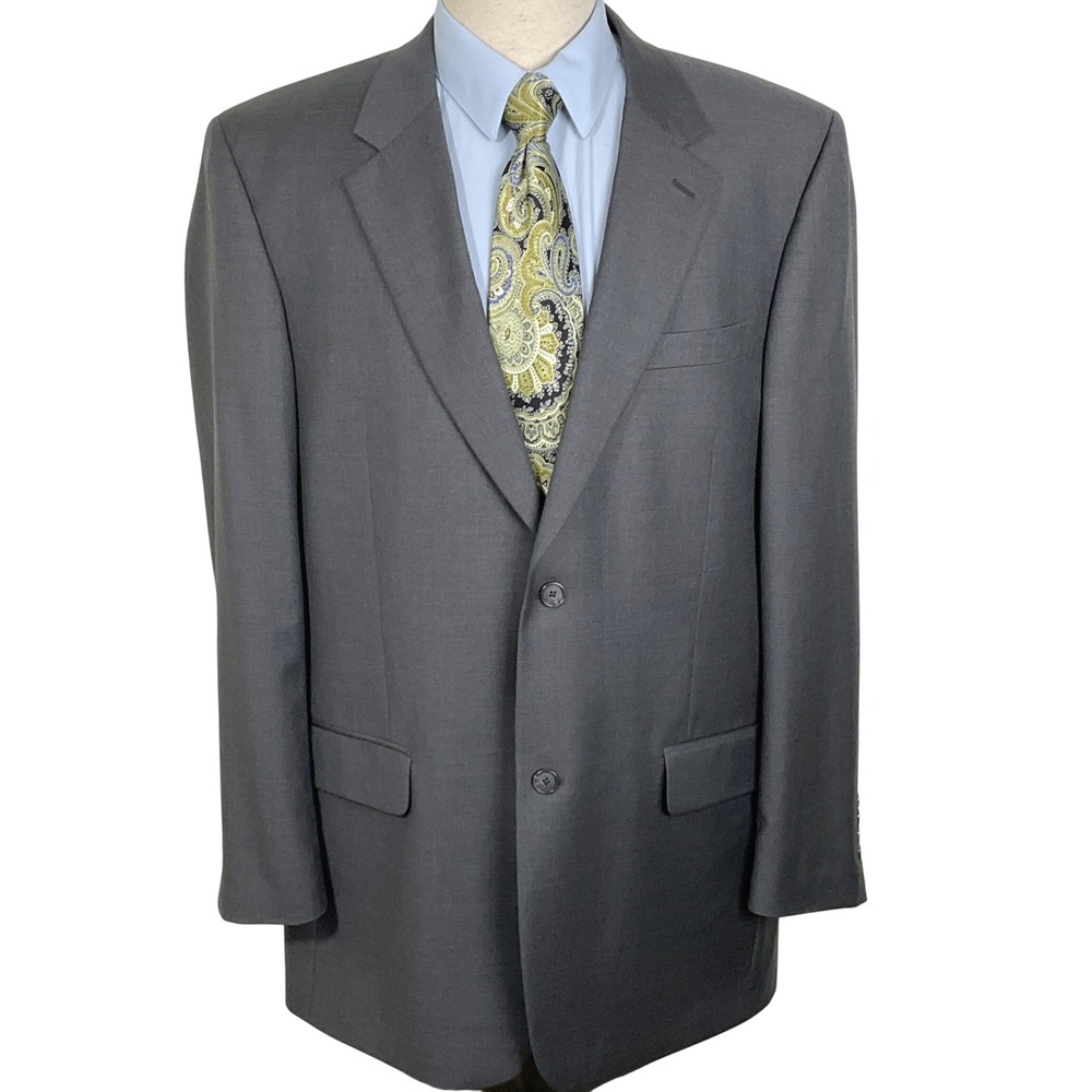 Turnbury Blazer Men 44L Gray Wool 2 Button Classic Fit Career‎ Sport Jacket